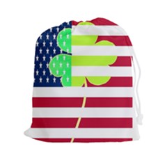 Usa Ireland American Flag Shamrock Irish Funny St Patrick Country Flag  Drawstring Pouches (xxl) by yoursparklingshop