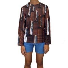 Abstract Architecture Building Business Kids  Long Sleeve Swimwear by Amaryn4rt