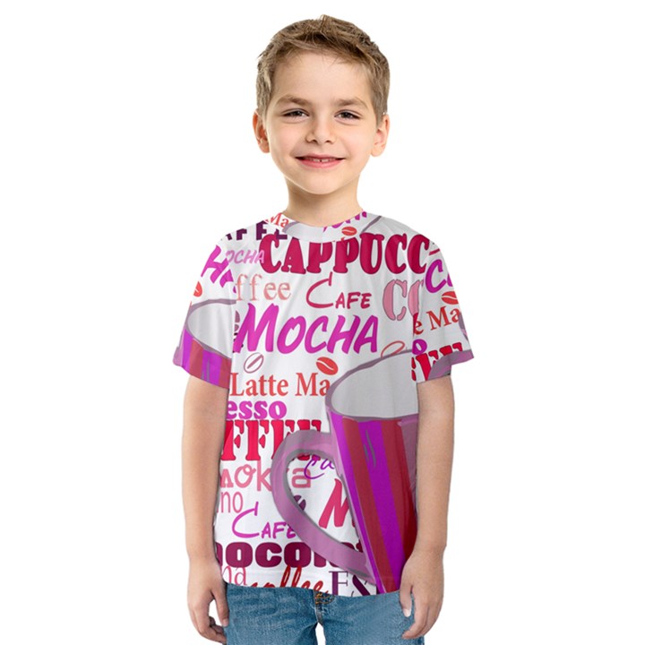 Coffee Cup Lettering Coffee Cup Kids  Sport Mesh Tee