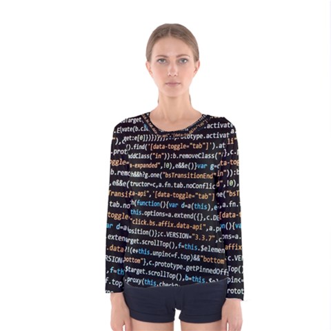 Close Up Code Coding Computer Women s Long Sleeve Tee by Amaryn4rt