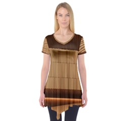 Architecture Art Boxes Brown Short Sleeve Tunic  by Amaryn4rt