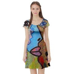 Graffiti Wall Color Artistic Short Sleeve Skater Dress by Amaryn4rt