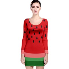 Watermelon  Long Sleeve Velvet Bodycon Dress by Valentinaart