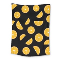 Oranges Pattern - Black Medium Tapestry by Valentinaart