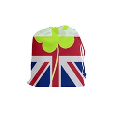 Irish British Shamrock United Kingdom Ireland Funny St  Patrick Flag Drawstring Pouches (medium)  by yoursparklingshop