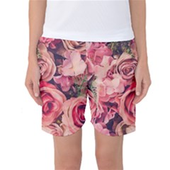 Beautiful Pink Roses  Women s Basketball Shorts by Brittlevirginclothing