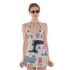 Cute Cartoon Animals Halter Swimsuit Dress by Brittlevirginclothing