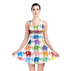 Colorful Small Elephants Reversible Skater Dress by Brittlevirginclothing