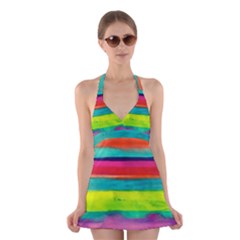 Painted Wet  Paper Halter Swimsuit Dress by Brittlevirginclothing