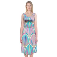 Colorful Lila Toned Mosaic Midi Sleeveless Dress by Brittlevirginclothing