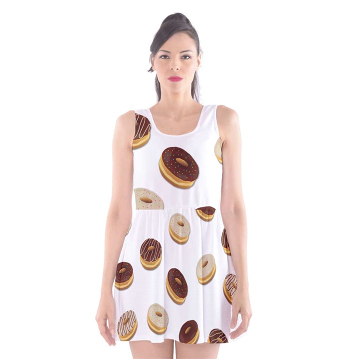 Donuts pattern Scoop Neck Skater Dress