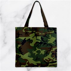 Camouflage Green Brown Black Zipper Grocery Tote Bag by Nexatart