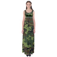 Camouflage Green Brown Black Empire Waist Maxi Dress by Nexatart