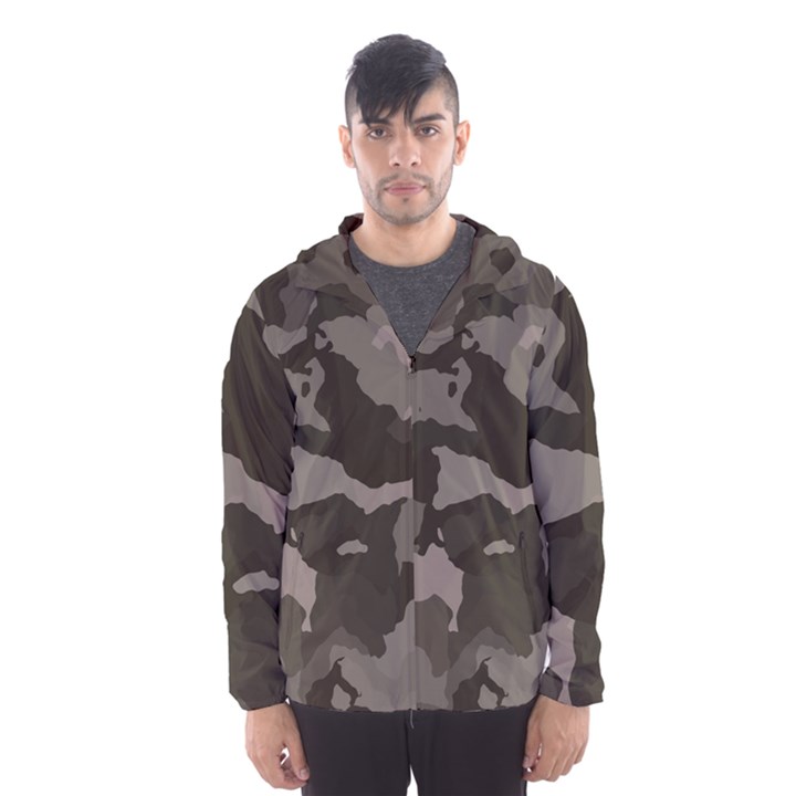 Background For Scrapbooking Or Other Camouflage Patterns Beige And Brown Hooded Wind Breaker (Men)