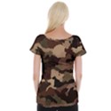 Background For Scrapbooking Or Other Camouflage Patterns Beige And Brown Women s Cap Sleeve Top View2