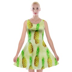 Pineapple Wallpaper Vintage Velvet Skater Dress by Nexatart