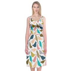 Colorful Birds Midi Sleeveless Dress by Brittlevirginclothing