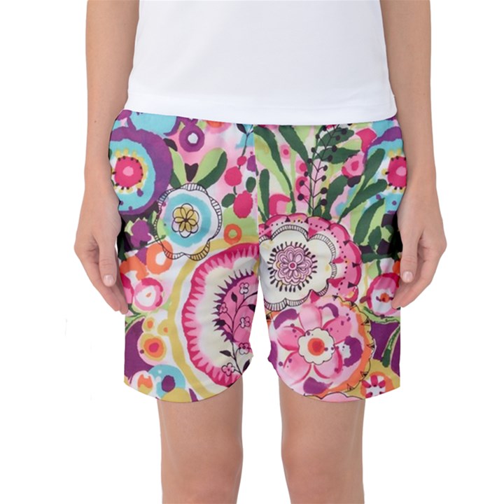 Colorful flower pattern Women s Basketball Shorts