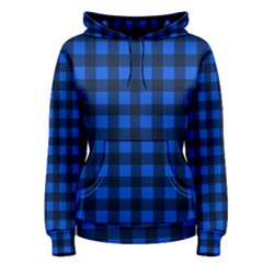 Blue And Black Plaid Pattern Women s Pullover Hoodie by Valentinaart