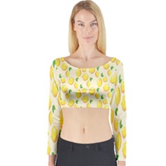 Pattern Template Lemons Yellow Long Sleeve Crop Top by Nexatart