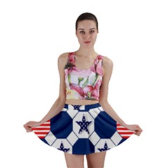 Patriotic Symbolic Red White Blue Mini Skirt by Nexatart