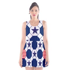 Patriotic Symbolic Red White Blue Scoop Neck Skater Dress by Nexatart