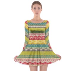 Colorful Bohemian Long Sleeve Skater Dress by Brittlevirginclothing