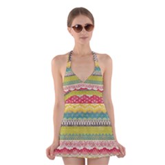 Colorful Bohemian Halter Swimsuit Dress by Brittlevirginclothing