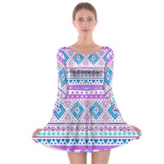 Tribal Pastel Hipster  Long Sleeve Skater Dress by Brittlevirginclothing