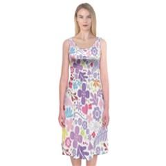 Colorful Flower Midi Sleeveless Dress by Brittlevirginclothing