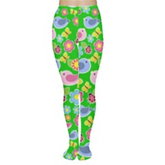 Spring Pattern - Green Women s Tights by Valentinaart