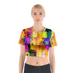 Abstract Squares Background Pattern Cotton Crop Top by Nexatart