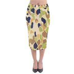 Army Camouflage Pattern Velvet Midi Pencil Skirt by Nexatart