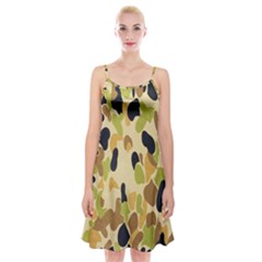 Army Camouflage Pattern Spaghetti Strap Velvet Dress by Nexatart