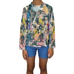 Art Graffiti Abstract Vintage Kids  Long Sleeve Swimwear by Nexatart