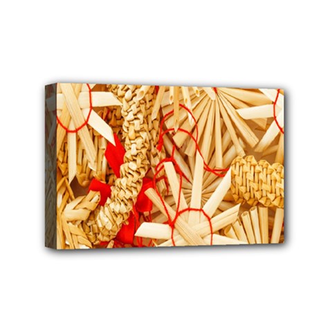 Christmas Straw Xmas Gold Mini Canvas 6  X 4  by Nexatart