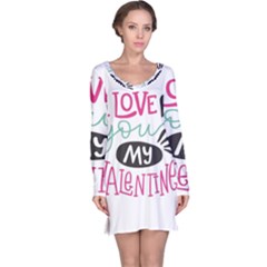 I Love You My Valentine (white) Our Two Hearts Pattern (white) Long Sleeve Nightdress by FashionFling