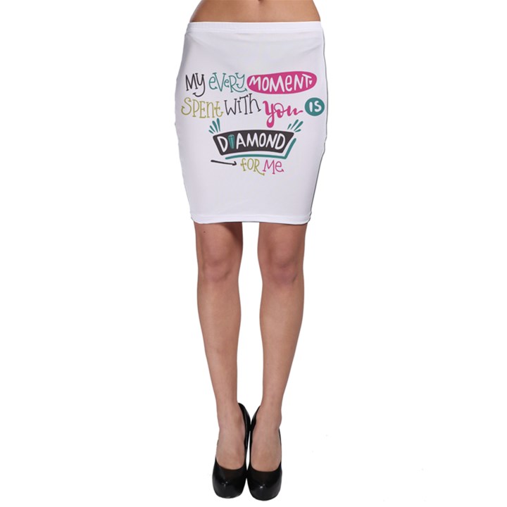 My Every Moment Spent With You Is Diamond To Me / Diamonds Hearts Lips Pattern (white) Bodycon Skirt