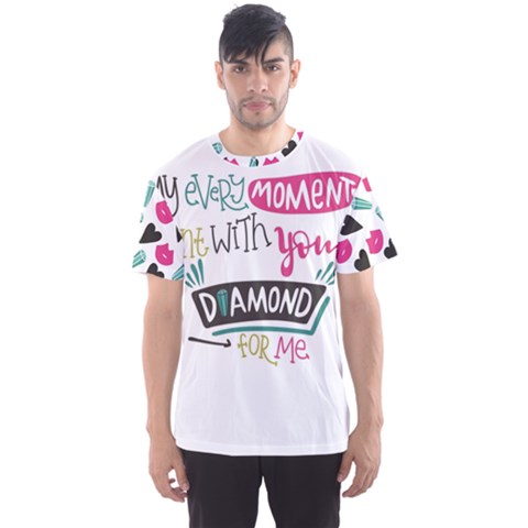 My Every Moment Spent With You Is Diamond To Me / Diamonds Hearts Lips Pattern (white) Men s Sport Mesh Tee by FashionFling