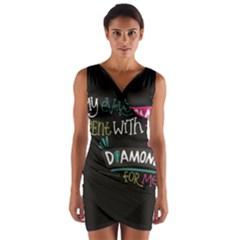 My Every Moment Spent With You Is Diamond To Me / Diamonds Hearts Lips Pattern (black) Wrap Front Bodycon Dress by FashionFling