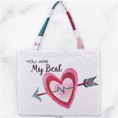 You Are My Beat / Pink And Teal Hearts Pattern (white)  Mini Tote Bag by FashionFling