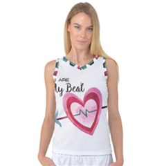 You Are My Beat / Pink And Teal Hearts Pattern (white)  Women s Basketball Tank Top by FashionFling