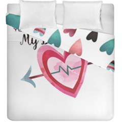 You Are My Beat / Pink And Teal Hearts Pattern (white)  Duvet Cover Double Side (king Size) by FashionFling