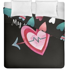 You Are My Beat / Pink And Teal Hearts Pattern (black)  Duvet Cover Double Side (king Size) by FashionFling