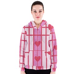 Fabric Magenta Texture Textile Love Hearth Women s Zipper Hoodie by Nexatart