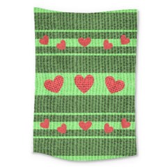 Fabric Christmas Hearts Texture Large Tapestry by Nexatart