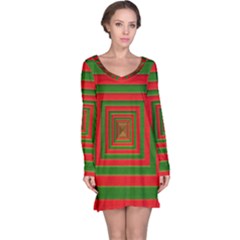 Fabric Texture 3d Geometric Vortex Long Sleeve Nightdress by Nexatart