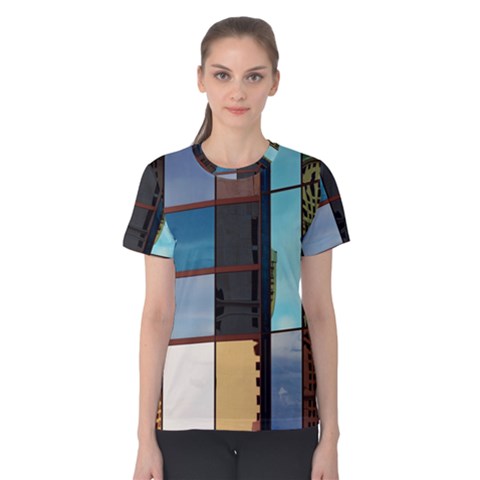 Glass Facade Colorful Architecture Women s Cotton Tee by Nexatart