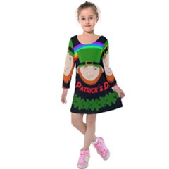 St  Patrick s Day Kids  Long Sleeve Velvet Dress by Valentinaart