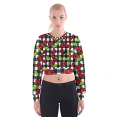 Cherry Kingdom  Women s Cropped Sweatshirt by Valentinaart